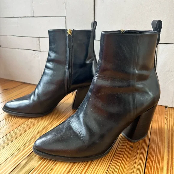 Tory Burch Shoes Tory Burch Casual 7 Mm Zip Up Bootie Calf Leather Size Us 85 Perfect Black Poshmark